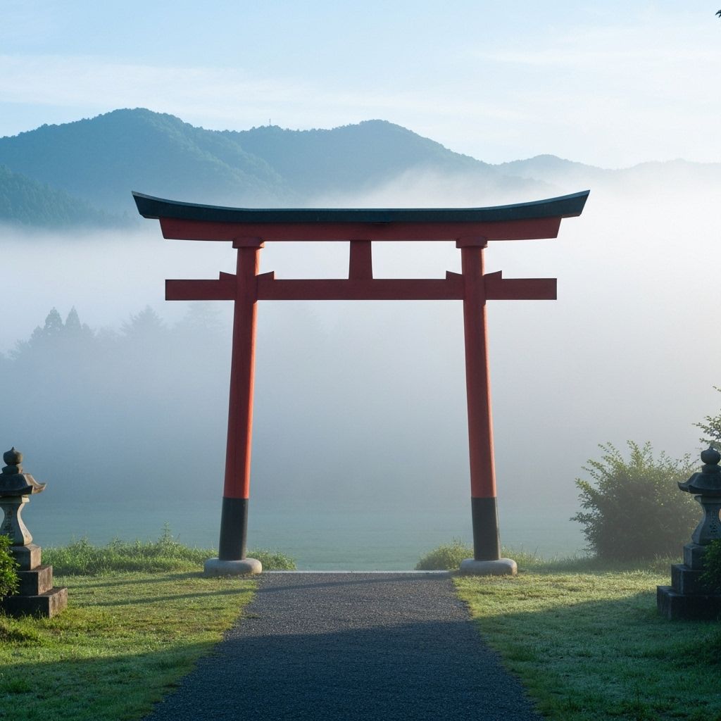Serene Japanese torii gate